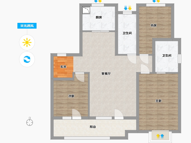 山东省-青岛市-禹洲朗廷湾・悦府-95.20-户型库-采光通风