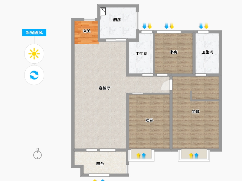 山东省-青岛市-海尔产城创东方学府-91.20-户型库-采光通风