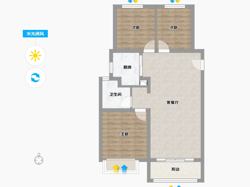 山西省-太原市-远洋万和四季-70.92-户型库-采光通风