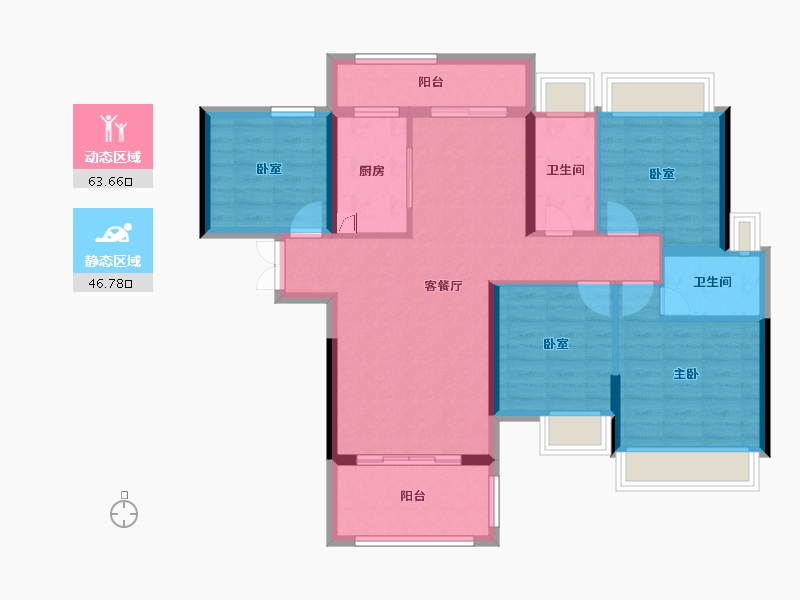 广东省-湛江市-飞鹏万荟世界・铂悦-98.52-户型库-动静分区