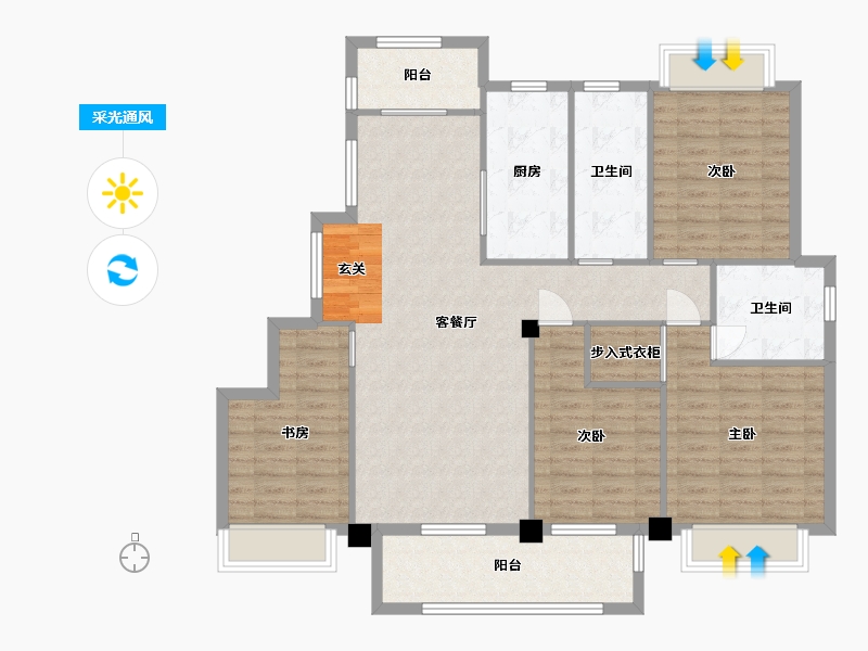 广西壮族自治区-桂林市-文源学府-122.97-户型库-采光通风