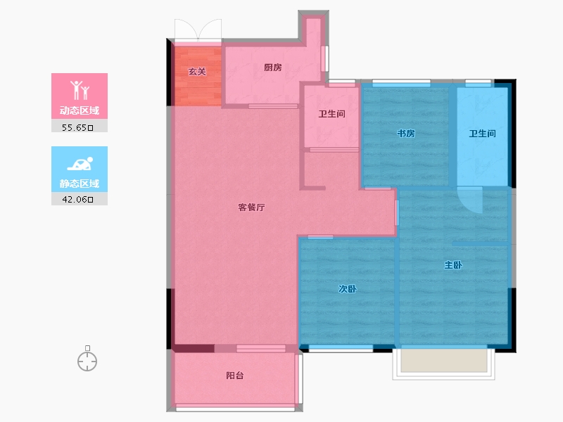 广西壮族自治区-桂林市-文源学府-88.60-户型库-动静分区