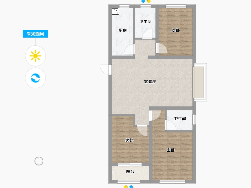 山西省-大同市-尚郡翠林苑-74.98-户型库-采光通风