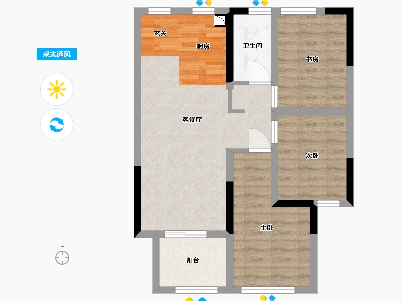 广西壮族自治区-桂林市-牧川智汇公馆-61.99-户型库-采光通风