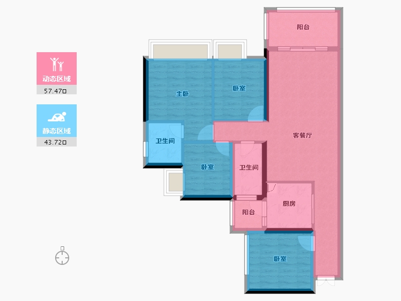 广东省-湛江市-飞鹏万荟世界・铂悦-89.68-户型库-动静分区