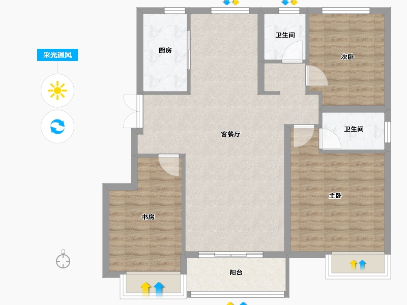 江苏省-徐州市-明发桃源名著-94.39-户型库-采光通风