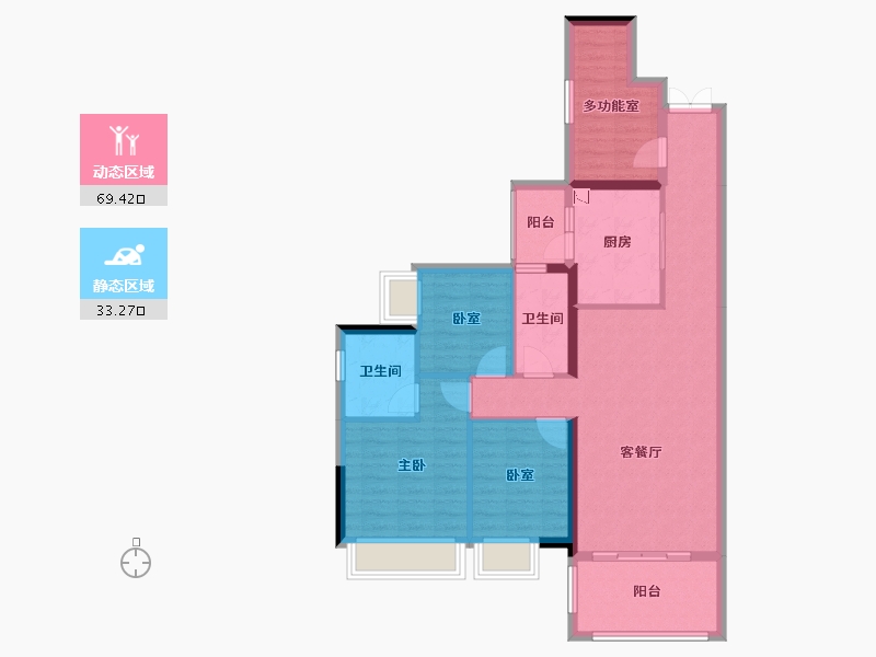 广东省-湛江市-飞鹏万荟世界・铂悦-91.46-户型库-动静分区