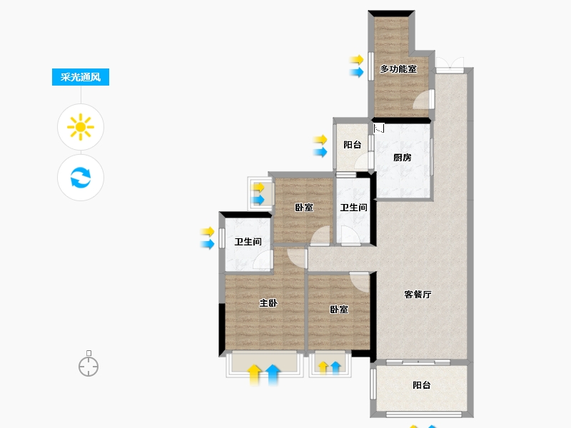 广东省-湛江市-飞鹏万荟世界・铂悦-91.46-户型库-采光通风