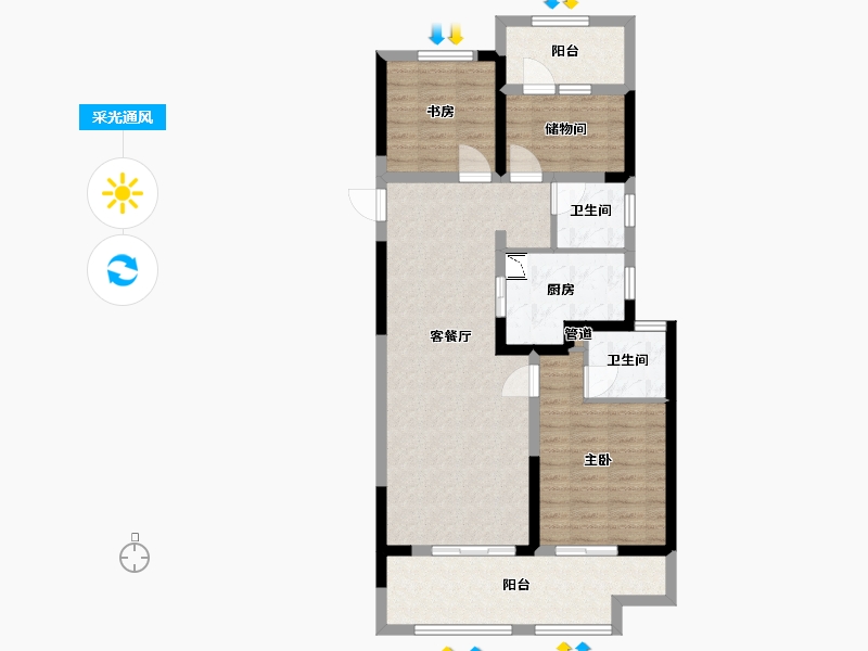 河南省-郑州市-融侨美域-88.00-户型库-采光通风