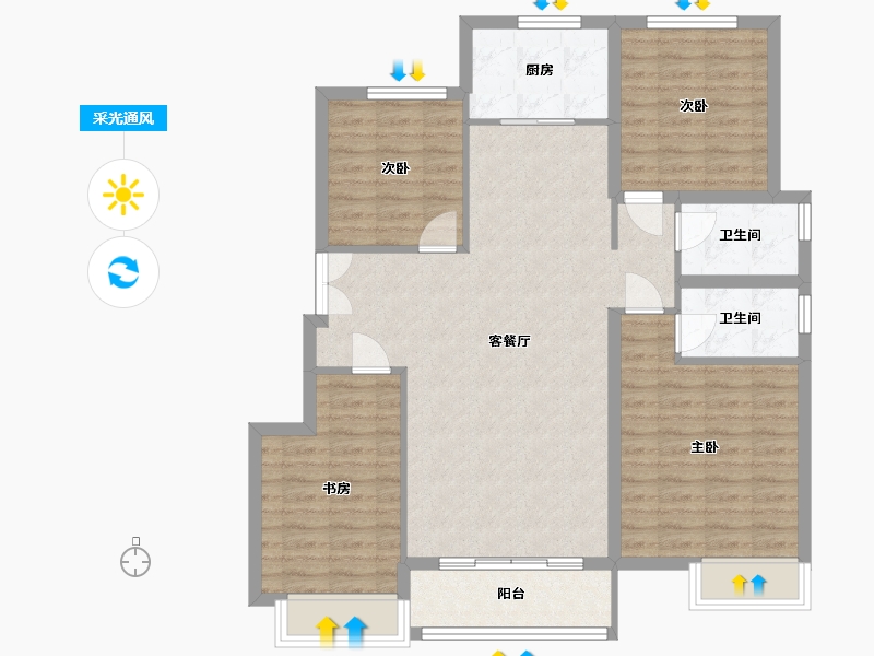 江苏省-徐州市-明发桃源名著-103.20-户型库-采光通风