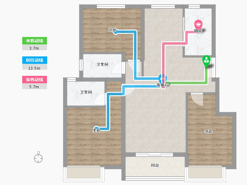 江苏省-徐州市-明发桃源名著-92.00-户型库-动静线