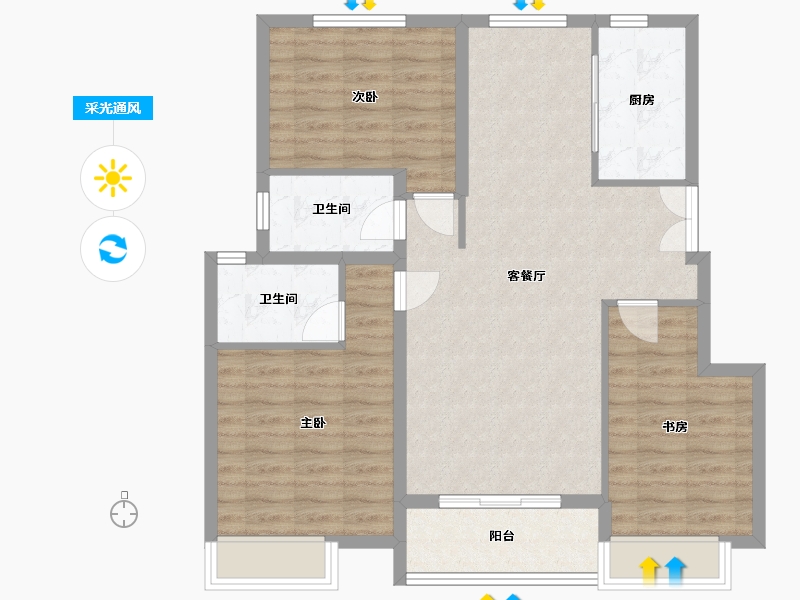 江苏省-徐州市-明发桃源名著-92.00-户型库-采光通风