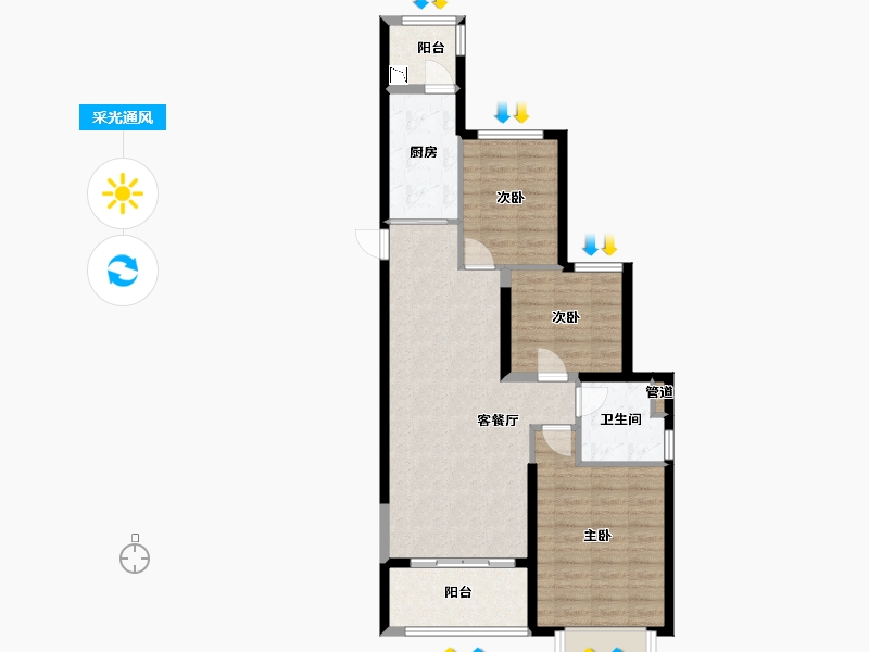 山西省-太原市-太原恒大金碧天下-81.50-户型库-采光通风