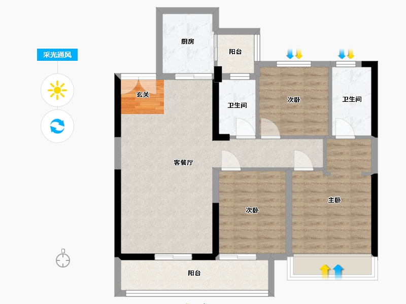 湖南省-衡阳市-大衡城邦-88.48-户型库-采光通风