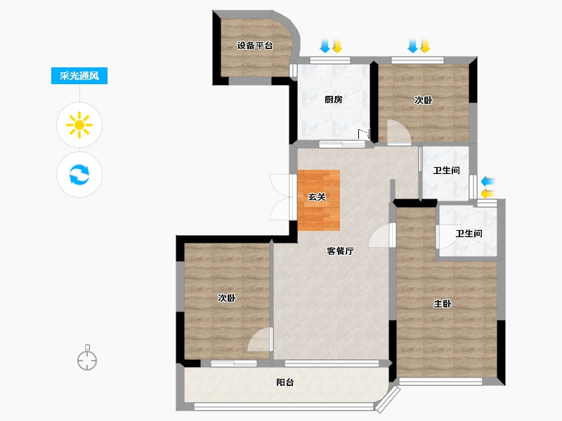 浙江省-绍兴市-金昌香湖印月-82.67-户型库-采光通风