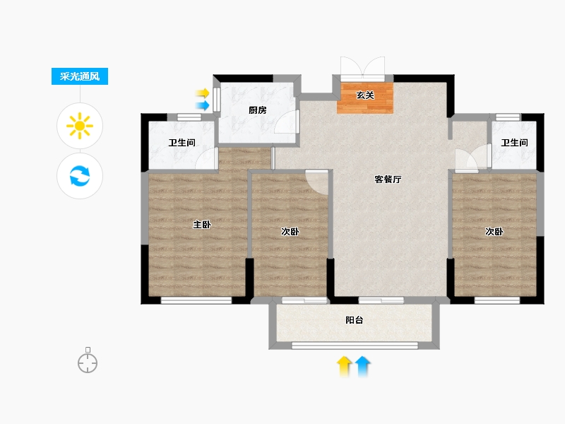 湖南省-衡阳市-大衡城邦-89.10-户型库-采光通风