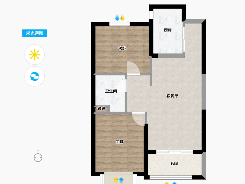 山西省-太原市-太原恒大金碧天下-56.85-户型库-采光通风