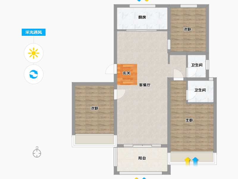 河南省-信阳市-淮滨书香苑-98.39-户型库-采光通风