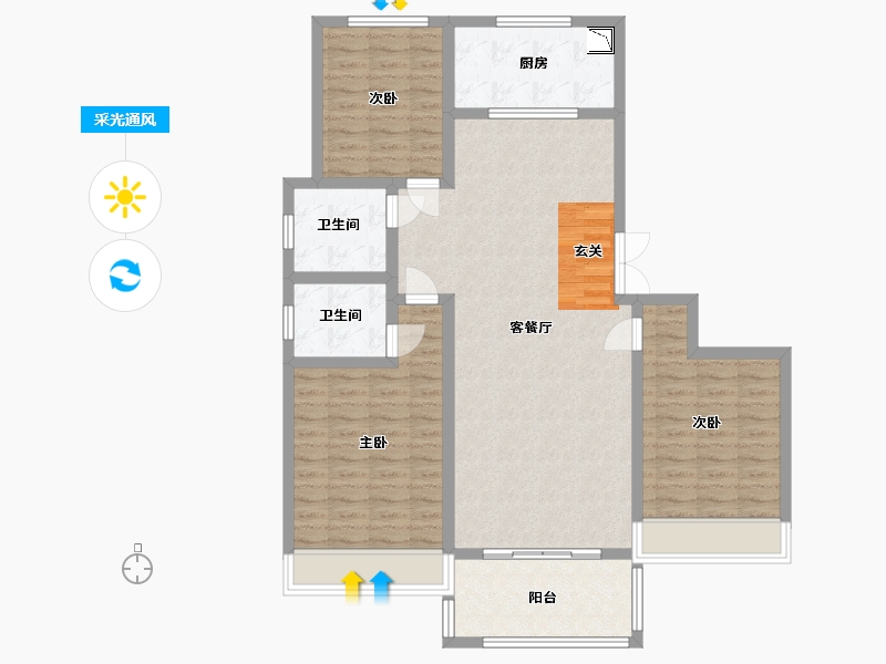 河南省-信阳市-淮滨书香苑-110.41-户型库-采光通风