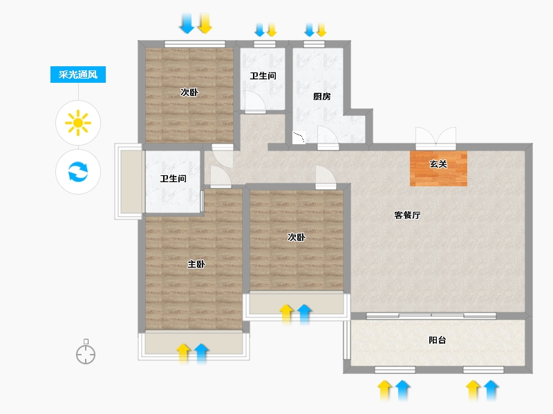 河南省-信阳市-淮滨书香苑-108.80-户型库-采光通风