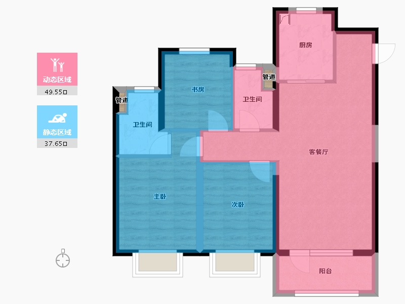 山西省-太原市-太原红星天悦-77.82-户型库-动静分区