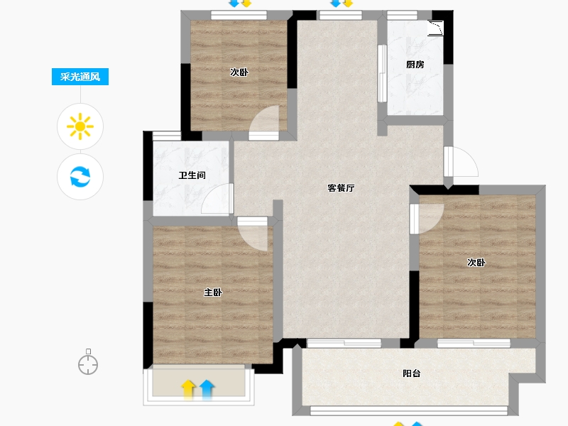 江苏省-常州市-塘樾家园-78.39-户型库-采光通风