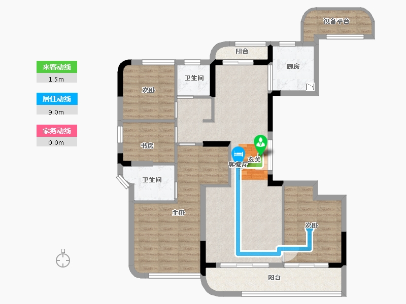 浙江省-绍兴市-金昌香湖印月-95.34-户型库-动静线