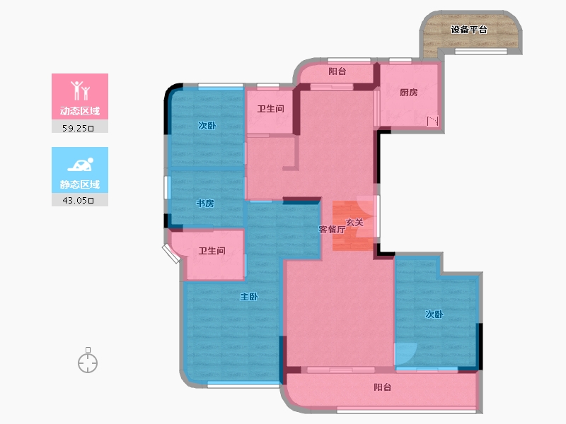 浙江省-绍兴市-金昌香湖印月-95.34-户型库-动静分区