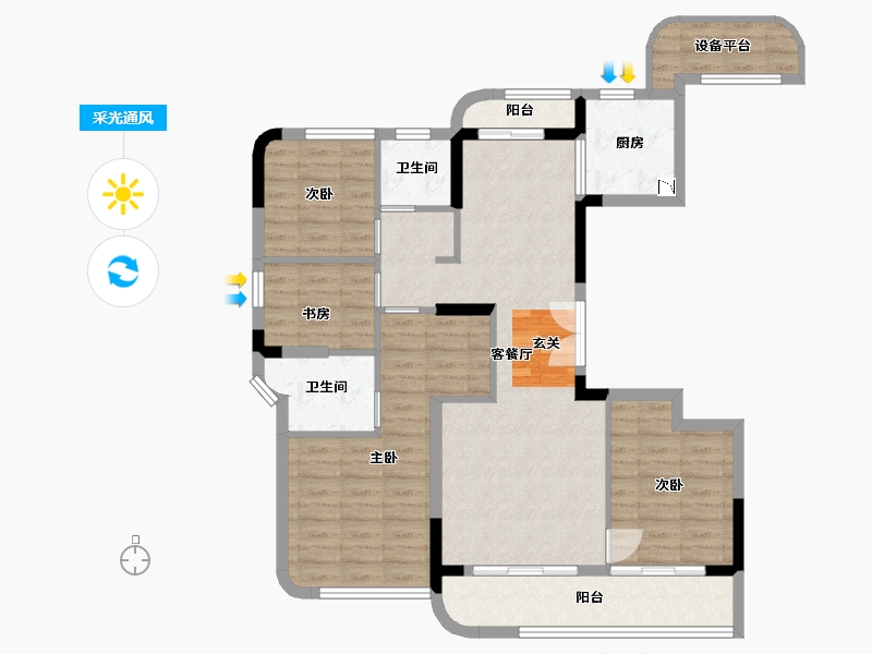 浙江省-绍兴市-金昌香湖印月-95.34-户型库-采光通风