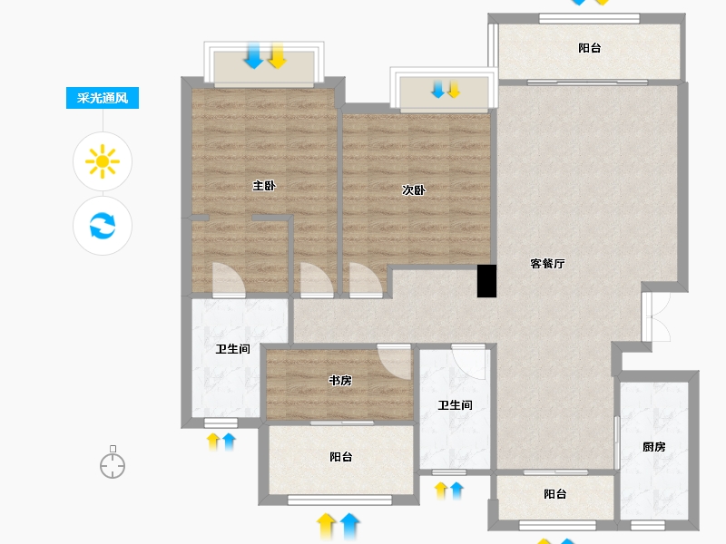 四川省-成都市-都江懿府-105.30-户型库-采光通风