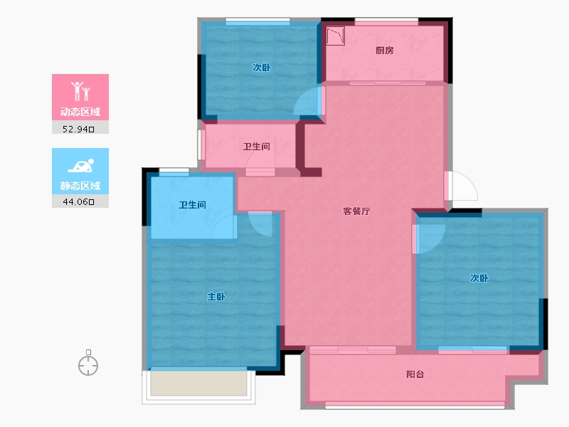 江苏省-常州市-塘樾家园-86.40-户型库-动静分区