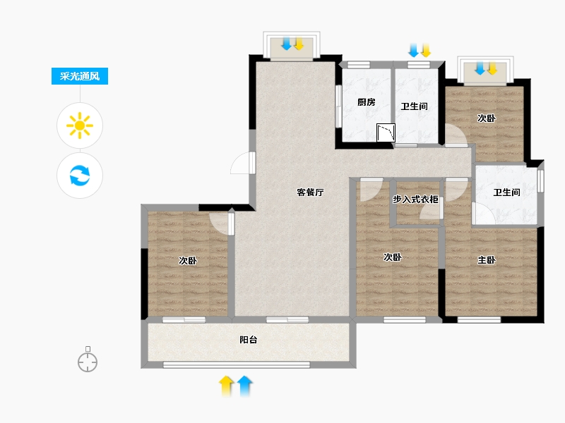 福建省-莆田市-融创-110.28-户型库-采光通风