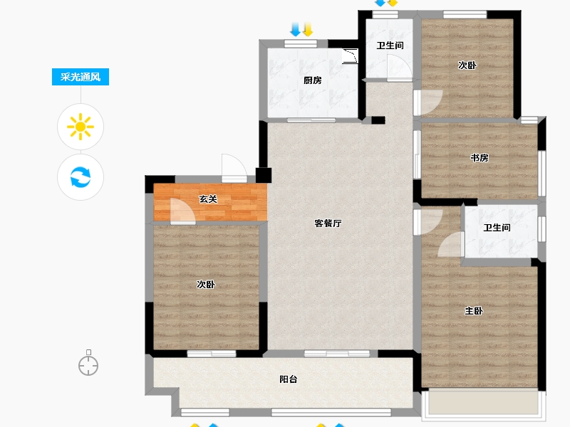 山东省-济宁市-锦绣华城・繁华里-117.58-户型库-采光通风