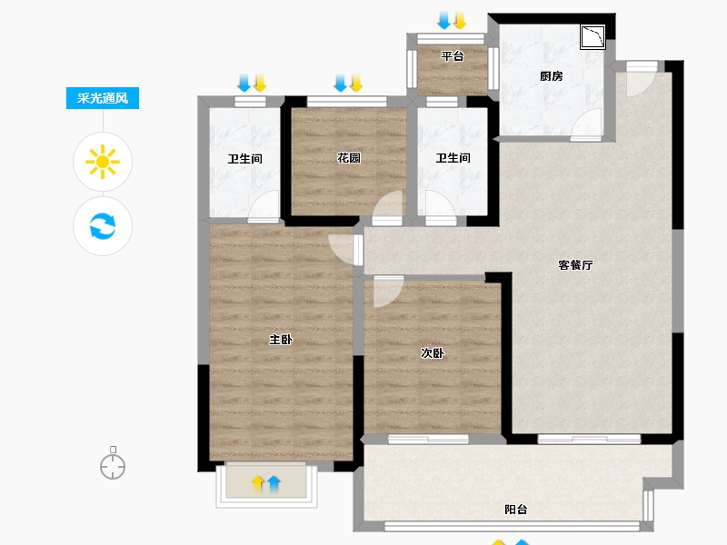 江苏省-常州市-港悦府-98.40-户型库-采光通风