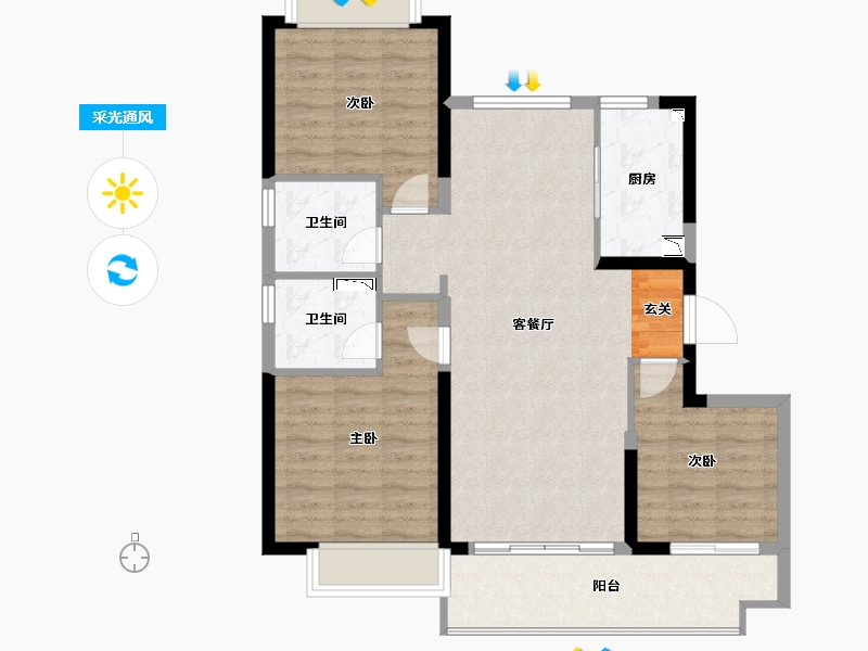 江西省-赣州市-于都碧桂园-88.00-户型库-采光通风