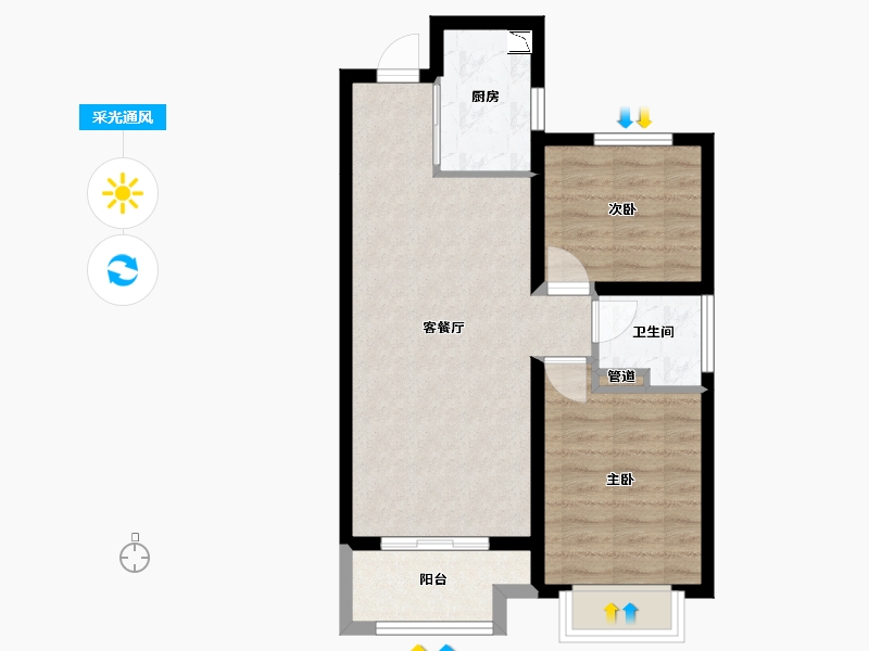 山西省-太原市-红星紫御华府-58.43-户型库-采光通风