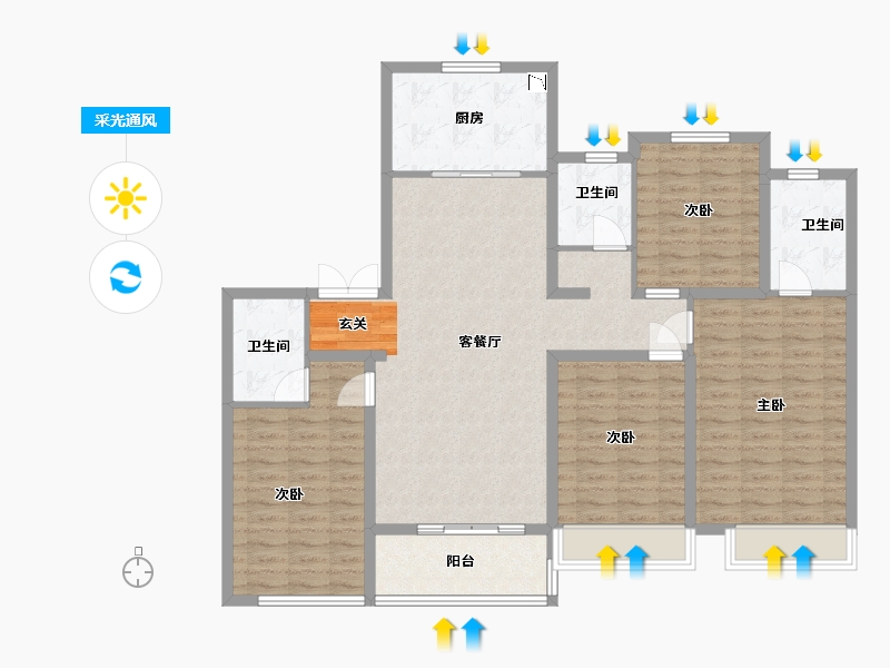 河北省-石家庄市-旭辉铂宸府-124.74-户型库-采光通风