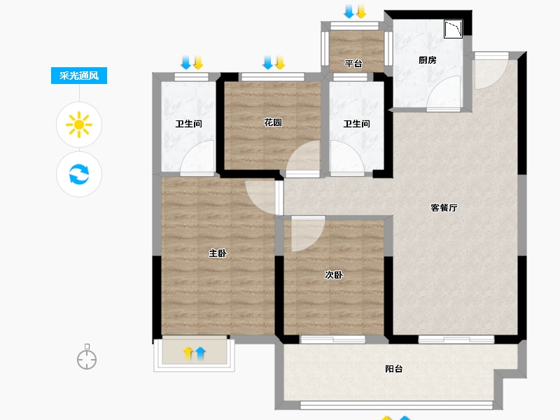 江苏省-常州市-港悦府-93.60-户型库-采光通风