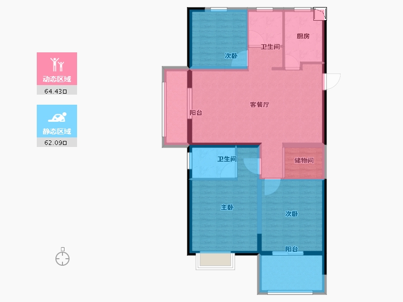 安徽省-宣城市-大唐桃源广场-114.01-户型库-动静分区