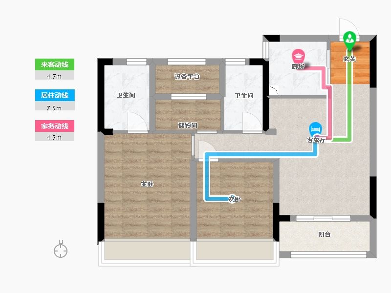 浙江省-杭州市-绿城千岛湖柳岸晓风-71.21-户型库-动静线