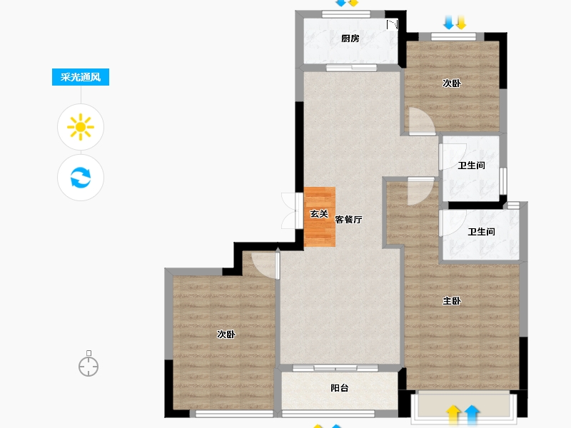 浙江省-温州市-多弗奥林匹克花园-94.00-户型库-采光通风