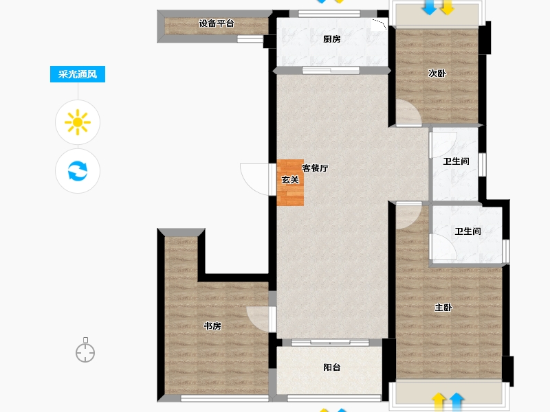 浙江省-温州市-时代滨江上品（新品）-104.00-户型库-采光通风