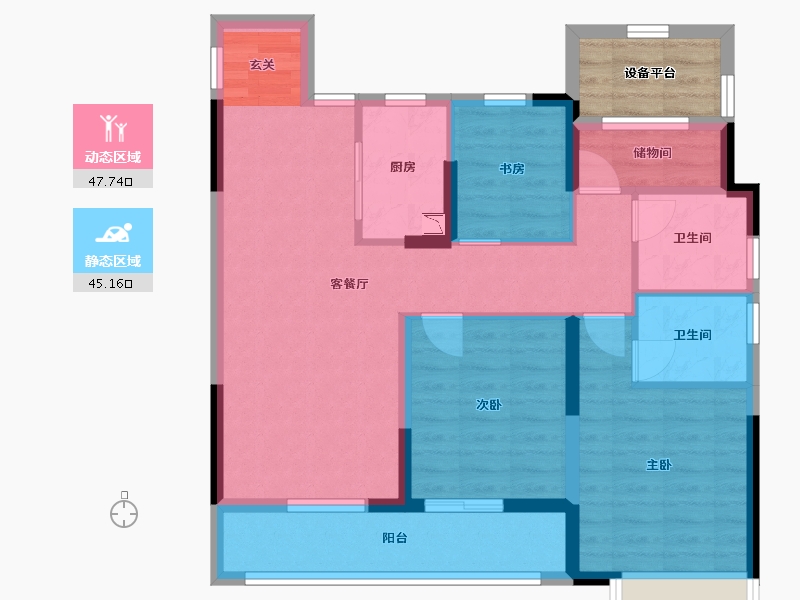 浙江省-杭州市-保亿阳光城丽光城-86.41-户型库-动静分区