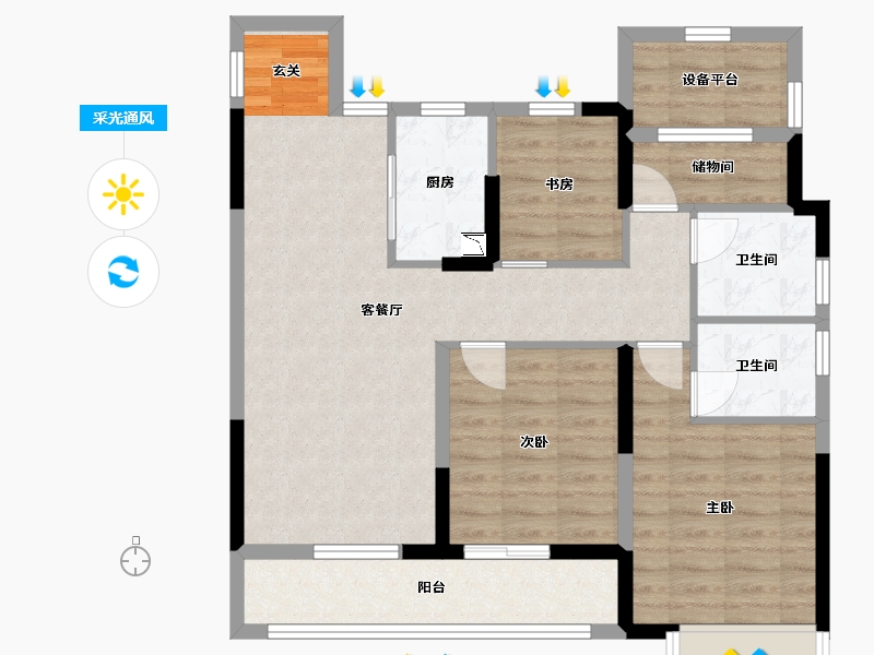 浙江省-杭州市-保亿阳光城丽光城-86.41-户型库-采光通风