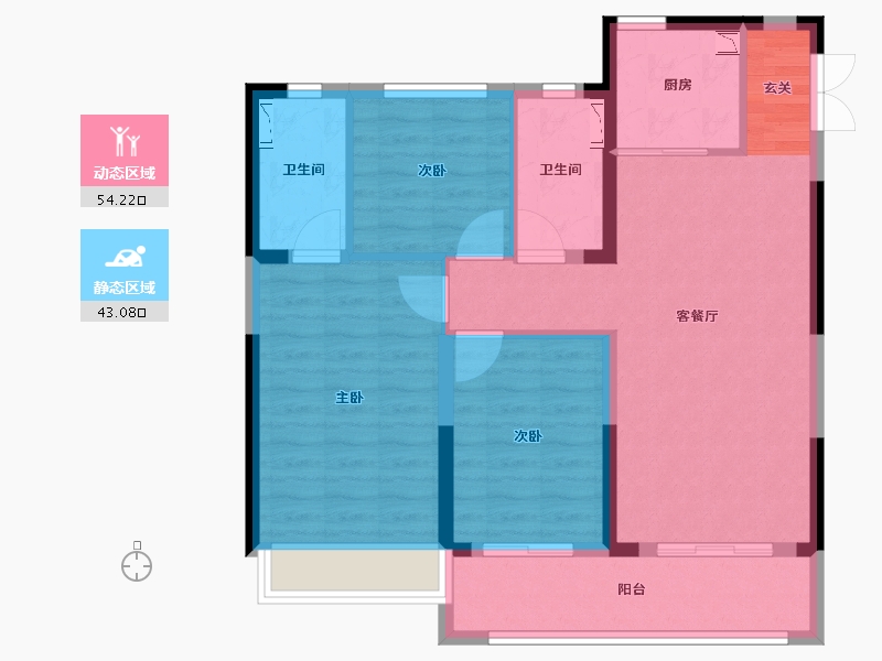 浙江省-温州市-融信中梁荣望-87.00-户型库-动静分区