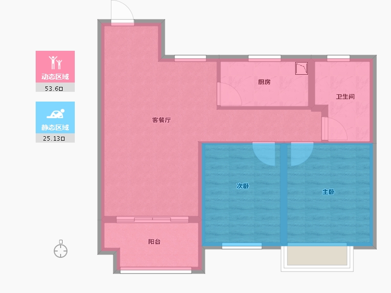 江苏省-常州市-旷达福源・昕园-70.40-户型库-动静分区