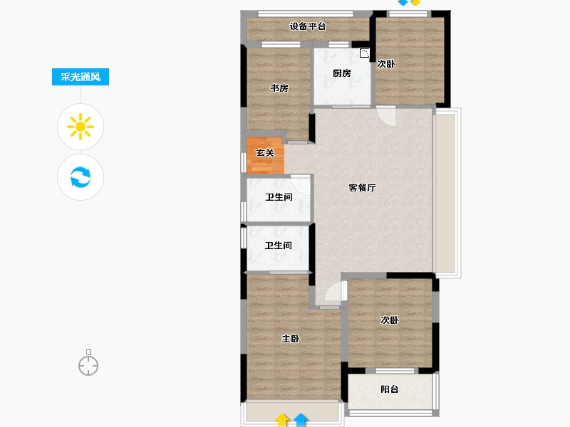 浙江省-杭州市-融信展望-103.04-户型库-采光通风