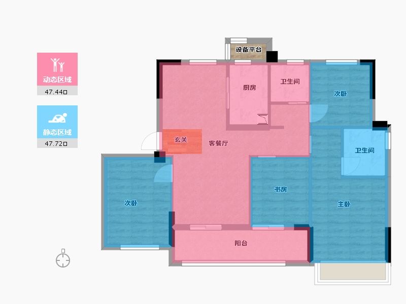 浙江省-绍兴市-荣安御宾府-86.44-户型库-动静分区