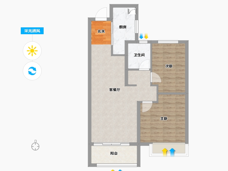 河北省-邯郸市-美的・锦观城-65.60-户型库-采光通风