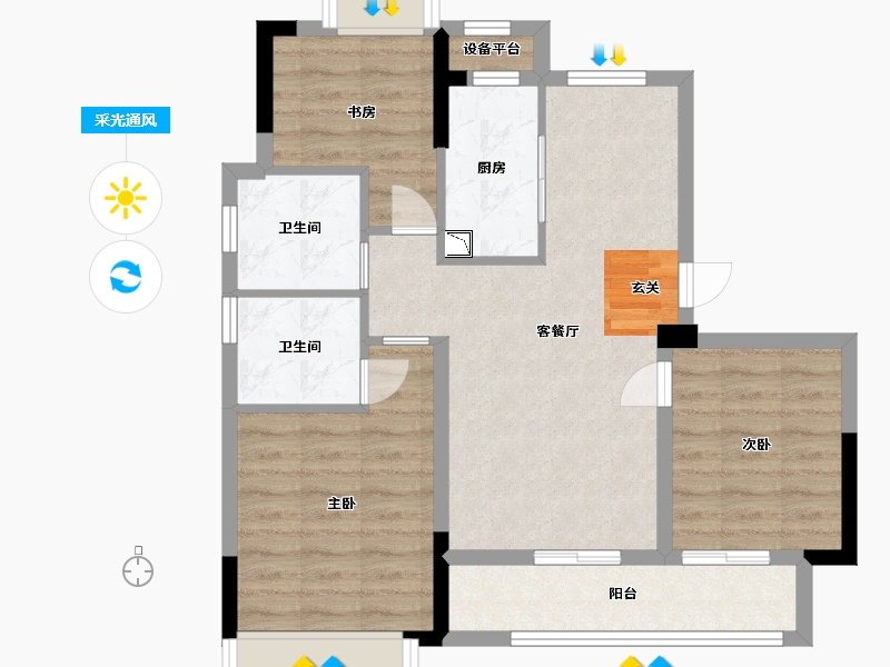 浙江省-绍兴市-荣安御宾府-71.15-户型库-采光通风